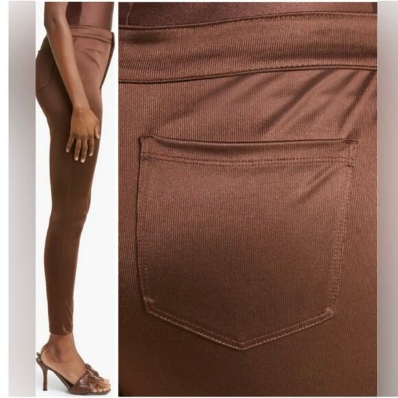 SKIMS Disco Leggings Sz S Shiny High Waist Cocoa Brown Glam Night Out Club wear - Picture 6 of 6